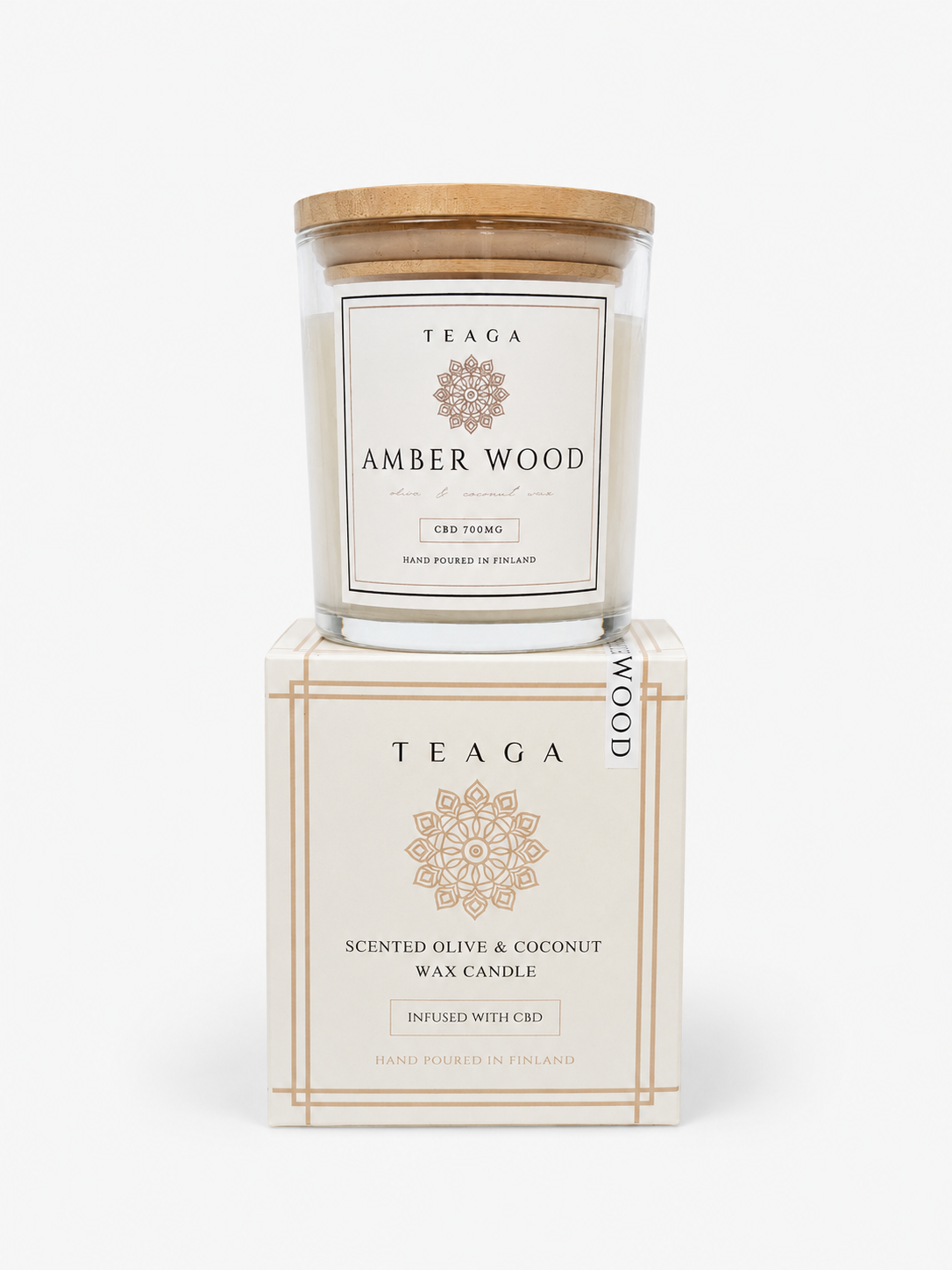 TEAGA CBD-kynttilä Amber Wood (700 mg)
