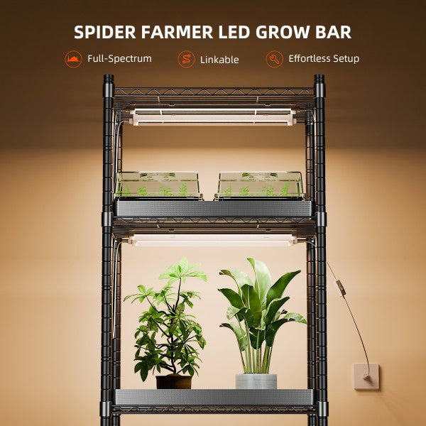 Spider Farmer GlowBar 40 W – täyden spektrin LED-kasvivalolistat, 31 cm, 4 kpl