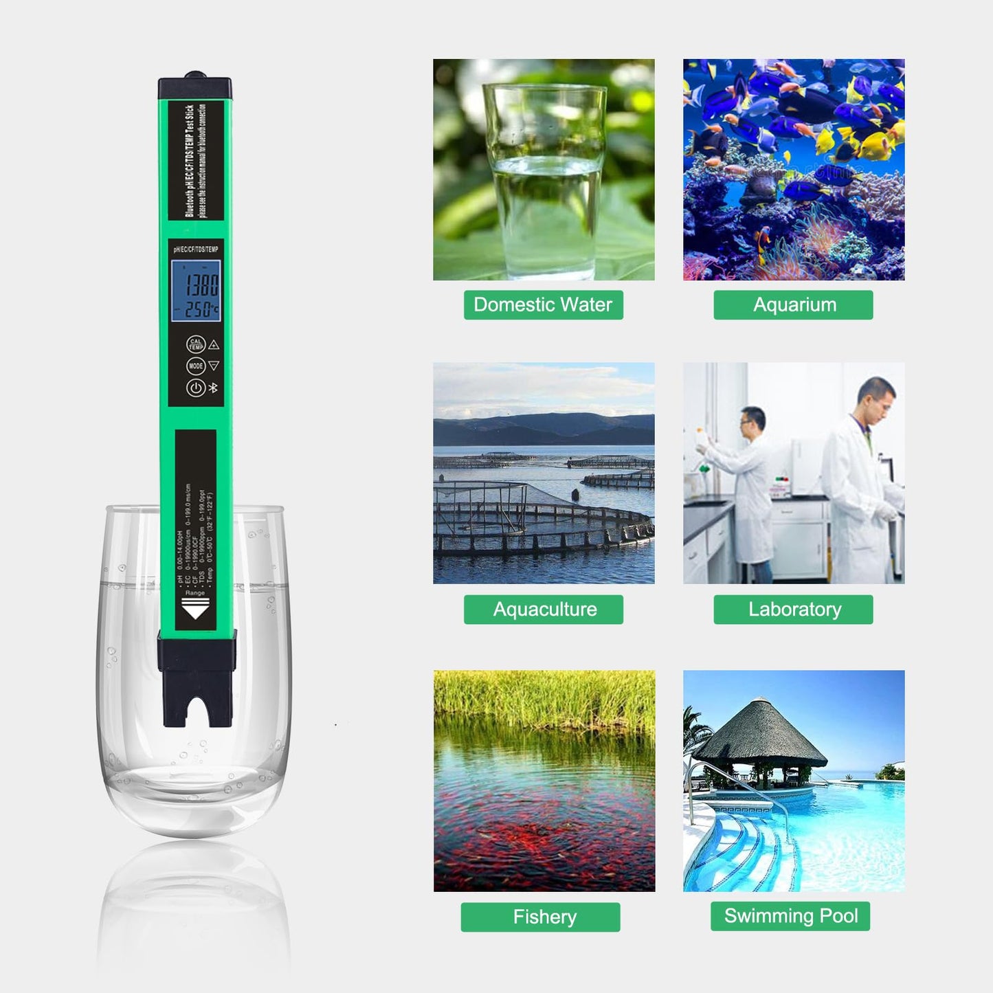 pH / EC / TDS / CF -mittari Bluetoothilla