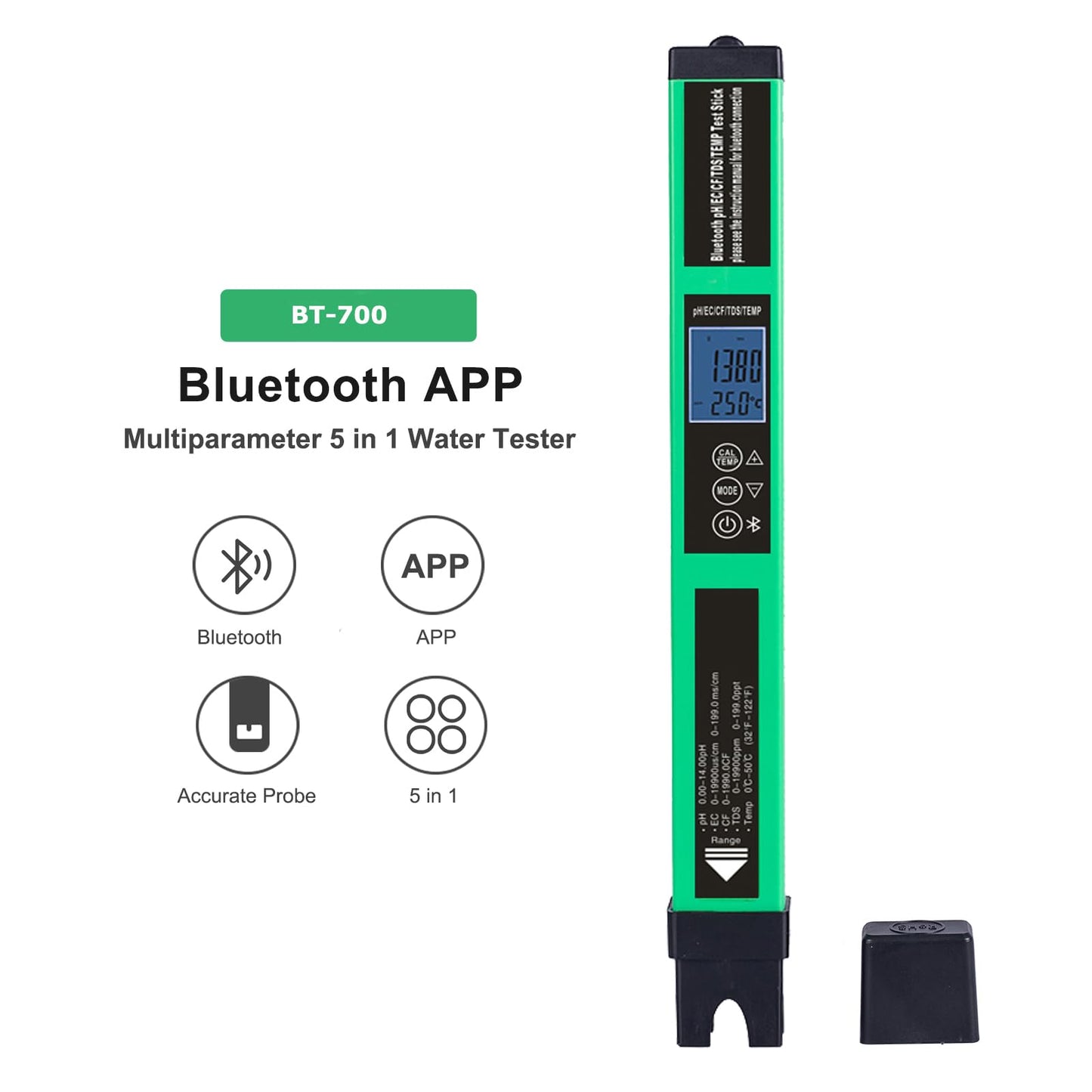 pH / EC / TDS / CF -mittari Bluetoothilla