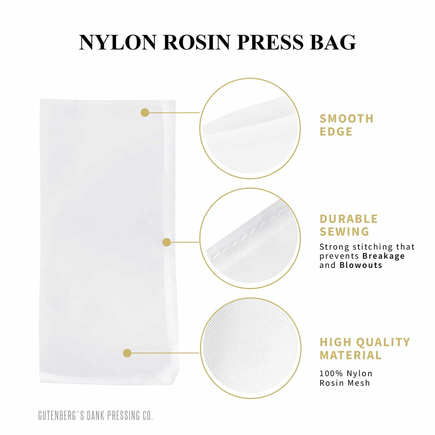 Nylon Rosin Press Bags 2x4 inch 50-Pack 90u